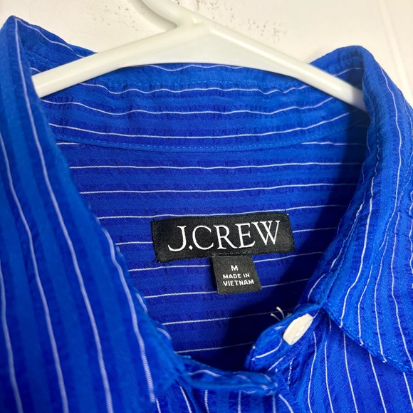 J. Crew Textured Drapey Button Up Shirt Medium Blue Striped Blouse Top BY680 - Picture 5 of 8